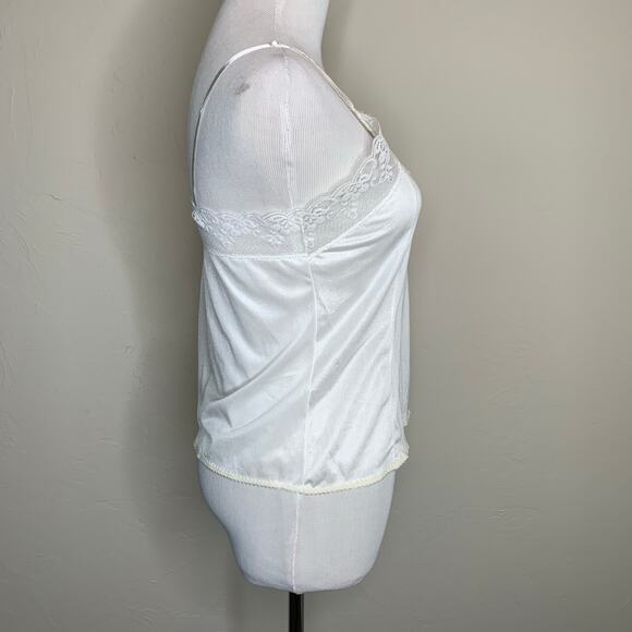 Vintage White Satin Lace Trim Camisole Sz Large - Picture 4 of 7